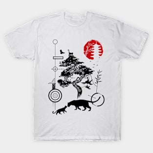 Geometric circles feline nature T-Shirt